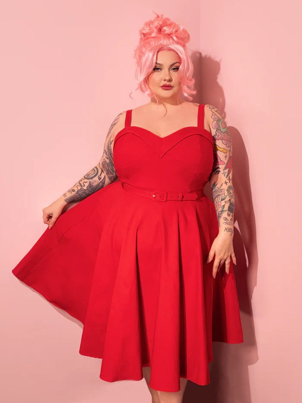 Maneater Swing Dress in Red